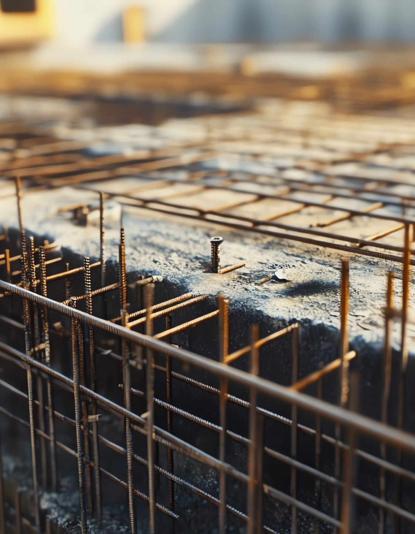 Photo realistic image of construction workers assembling foundation rebar structure before concrete pour, showcasing technical detail and precision. Photo realistic image of construction workers assembling foundation rebar structure before concrete pour, showcasing technical detail and precision.